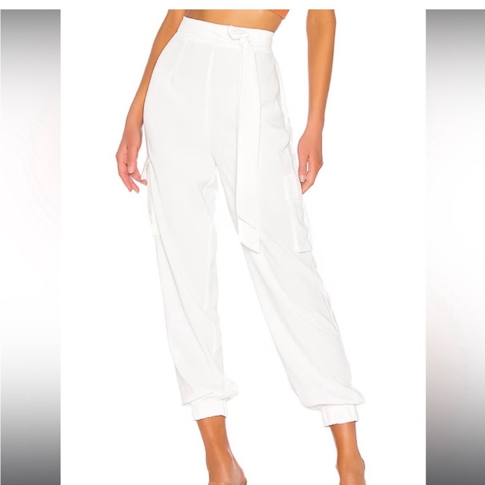 Superdown White Elastic Waist joggers